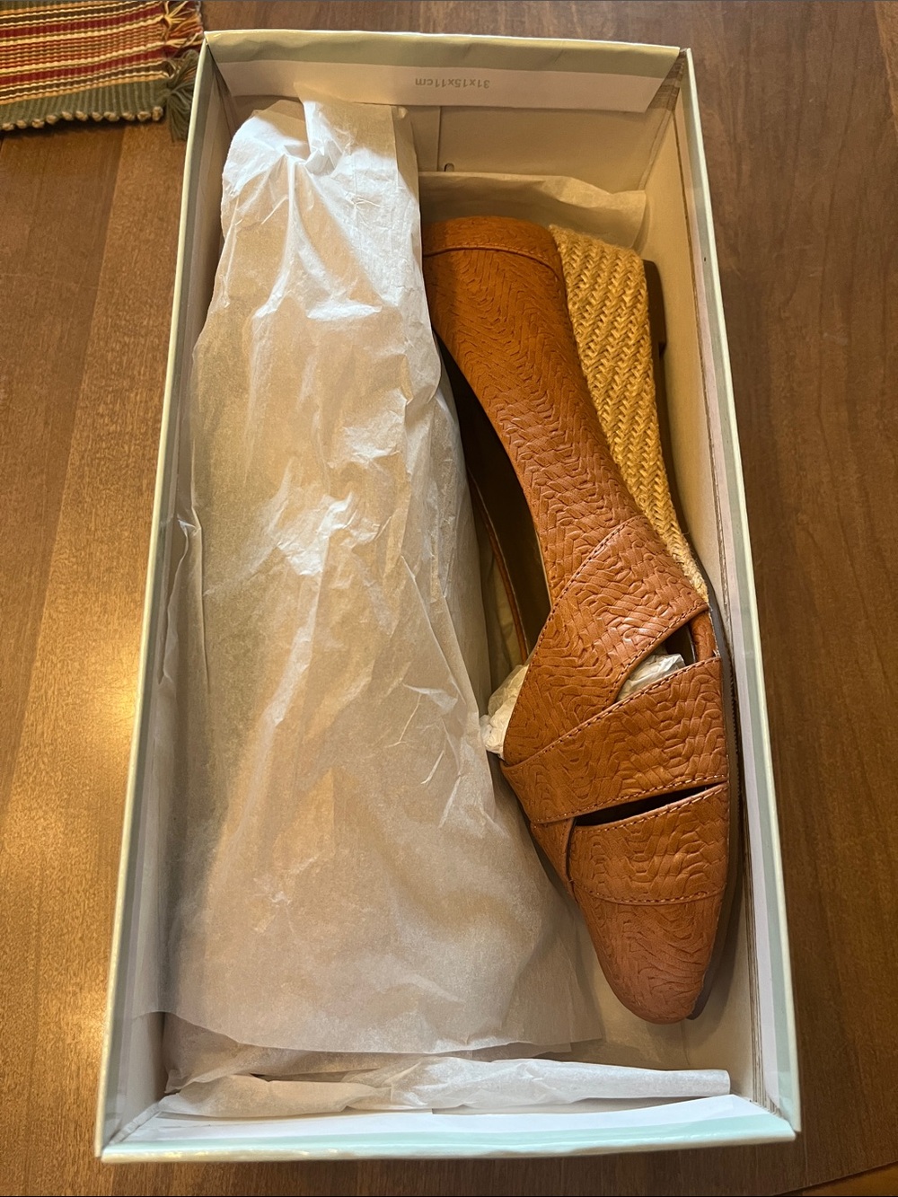 Array Tan Woven Leather Wedge Sandals
